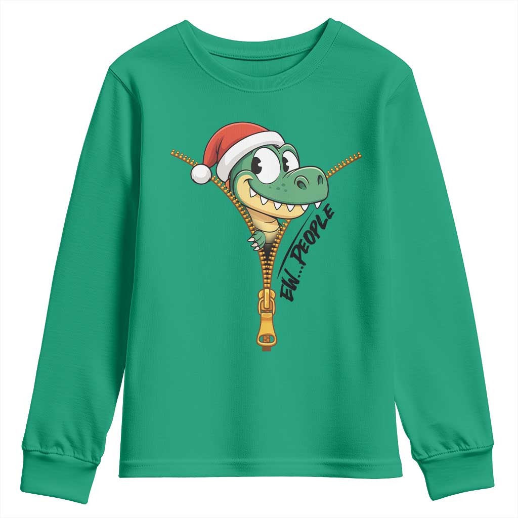 Funny Christmas Dinosaur Youth Sweatshirt Ew People Xmas Gift - Wonder Print Shop
