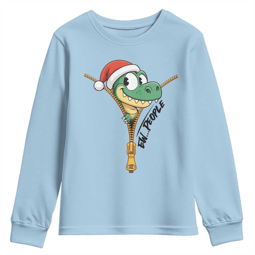 Funny Christmas Dinosaur Youth Sweatshirt Ew People Xmas Gift - Wonder Print Shop