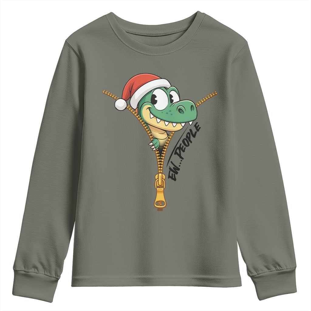 Funny Christmas Dinosaur Youth Sweatshirt Ew People Xmas Gift - Wonder Print Shop