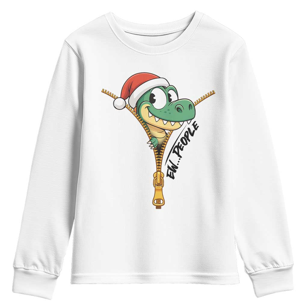 Funny Christmas Dinosaur Youth Sweatshirt Ew People Xmas Gift - Wonder Print Shop