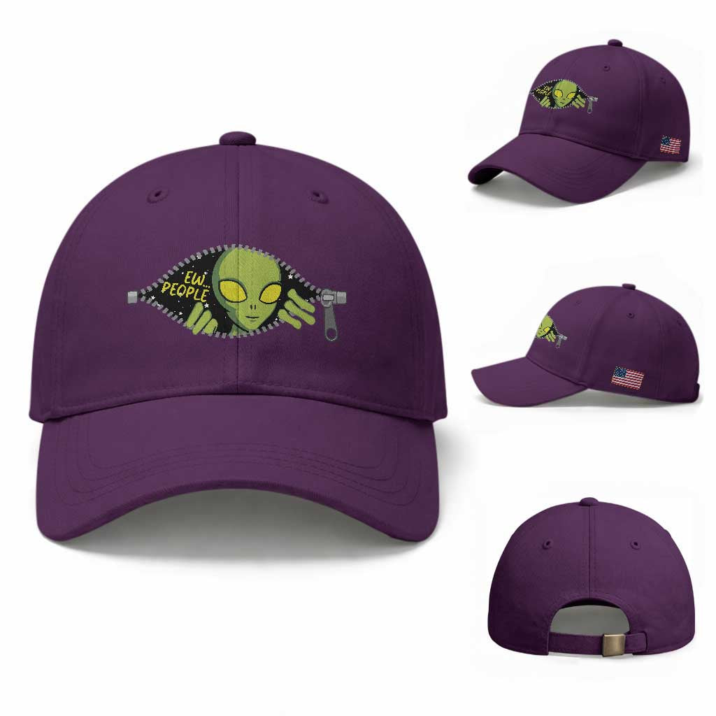 Funny Alien Baseball Cap Ew People Hater Quote