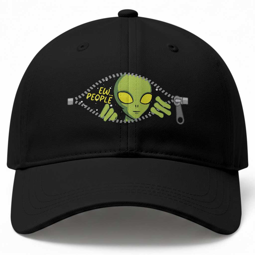 Funny Alien Baseball Cap Ew People Hater Quote