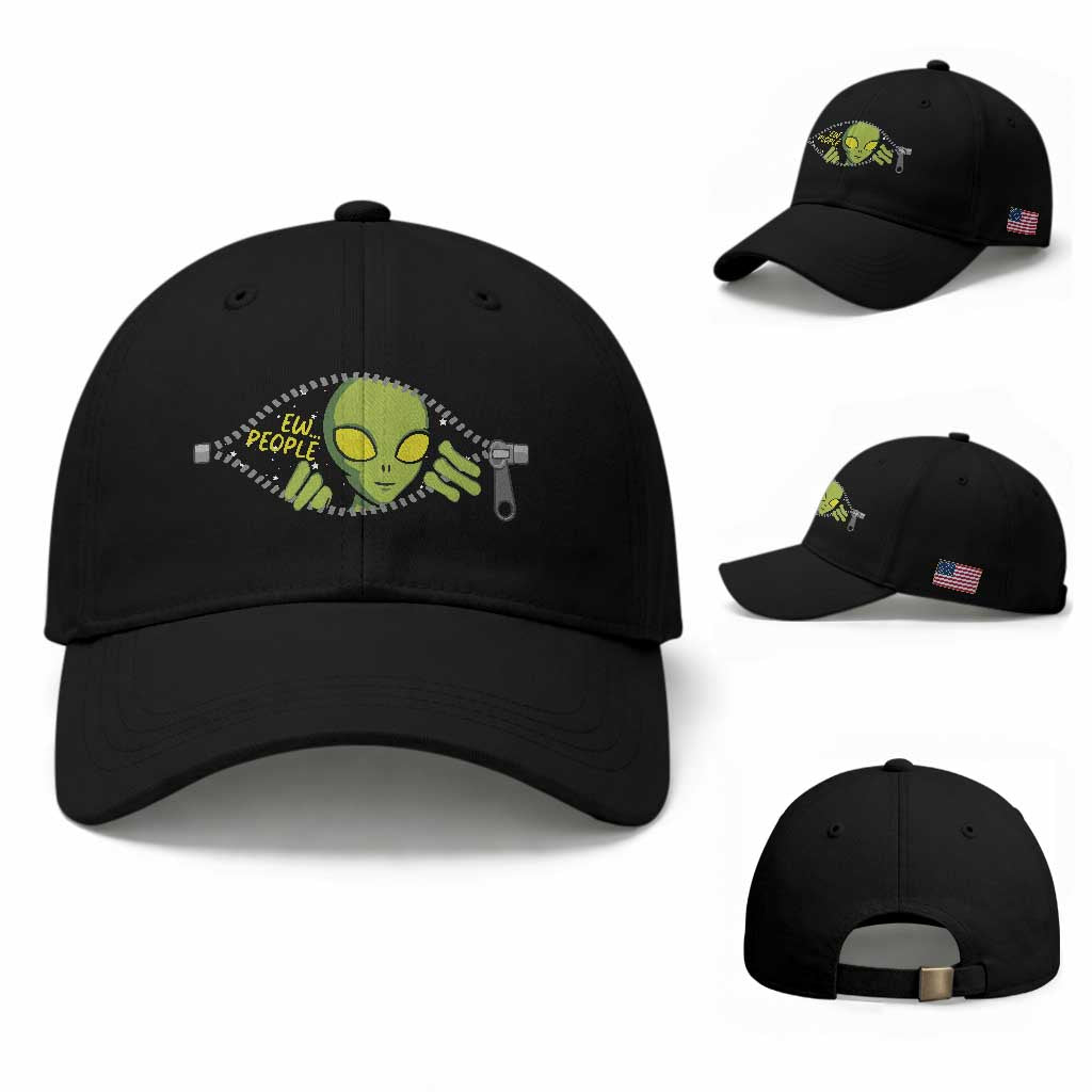 Funny Alien Baseball Cap Ew People Hater Quote