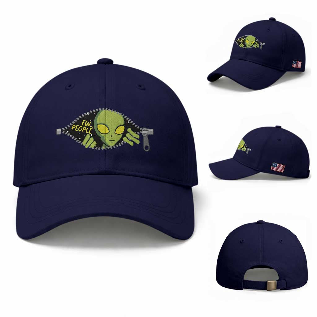 Funny Alien Baseball Cap Ew People Hater Quote