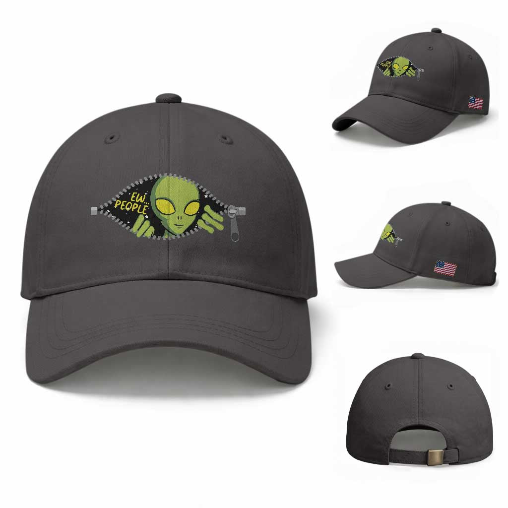 Funny Alien Baseball Cap Ew People Hater Quote