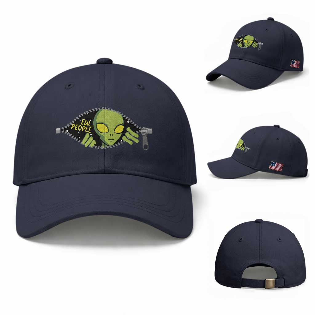Funny Alien Baseball Cap Ew People Hater Quote