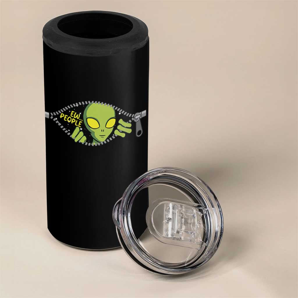 Funny Alien 4 in 1 Can Cooler Tumbler Ew People Hater Quote