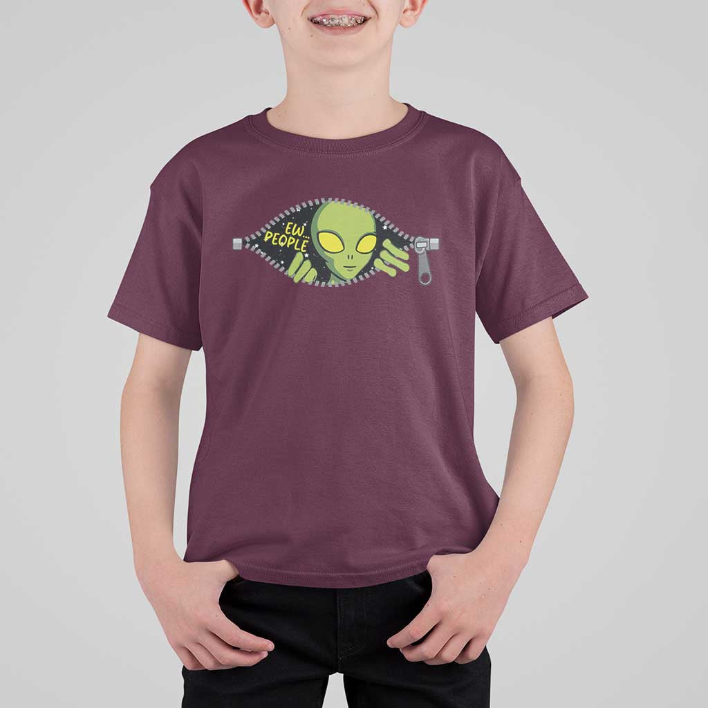 Funny Alien T Shirt For Kid Ew People Hater Quote - Wonder Print Shop
