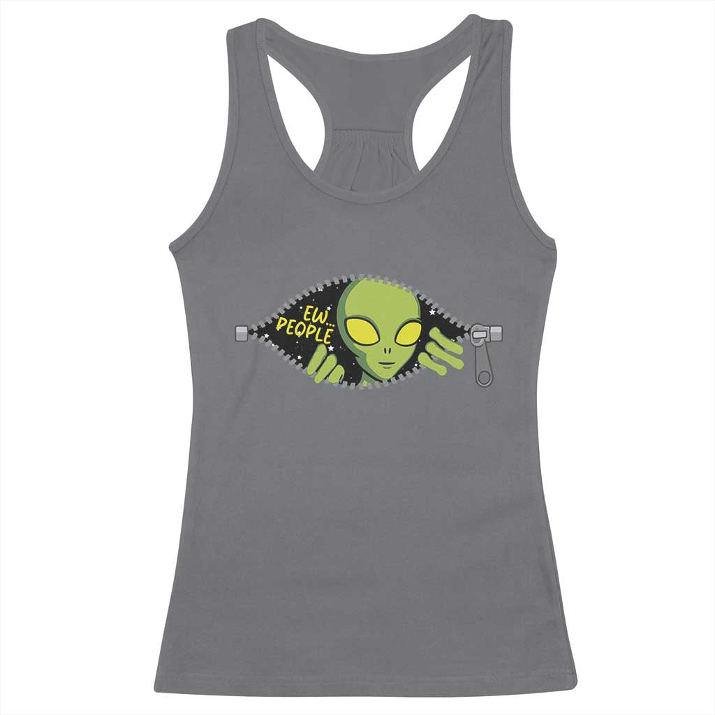 Funny Alien Racerback Tank Top Ew People Hater Quote - Wonder Print Shop