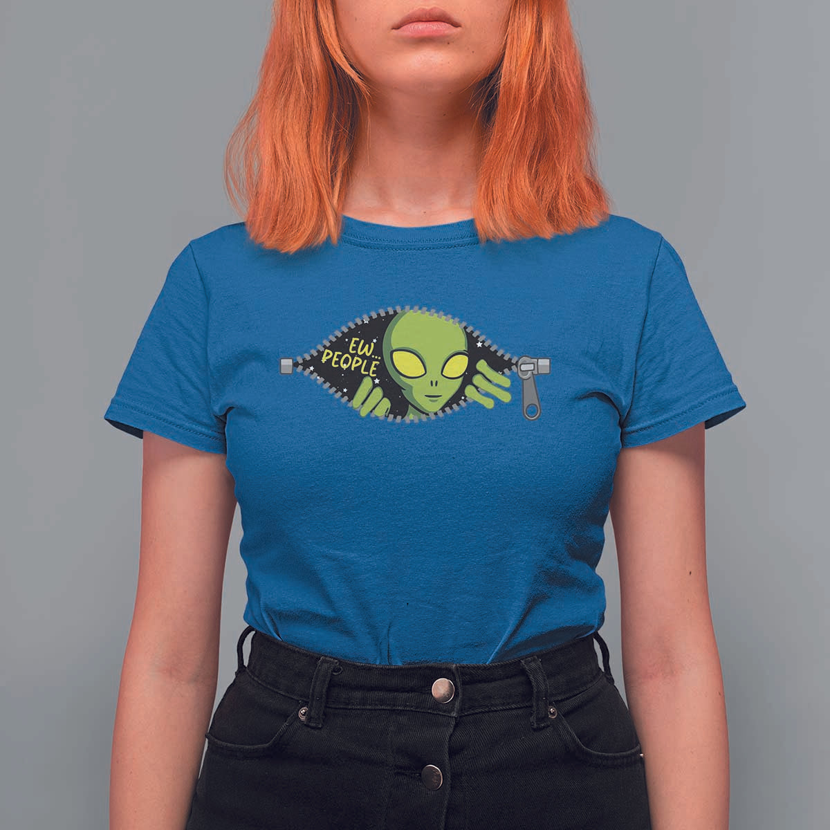 Funny Alien T Shirt For Women Ew People Hater Quote - Wonder Print Shop