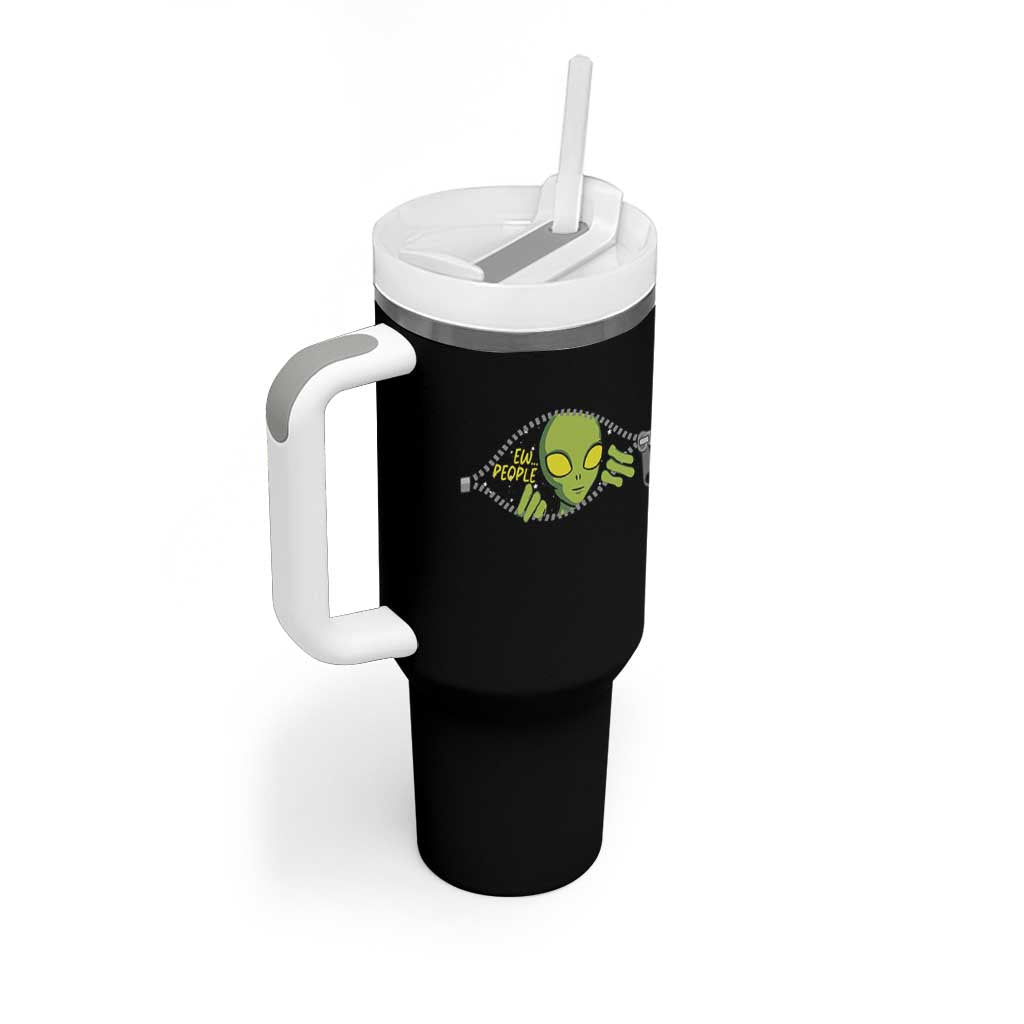 Funny Alien Tumbler With Handle Ew People Hater Quote