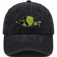 Funny Alien Washed Cotton Baseball Cap Ew People Hater Quote