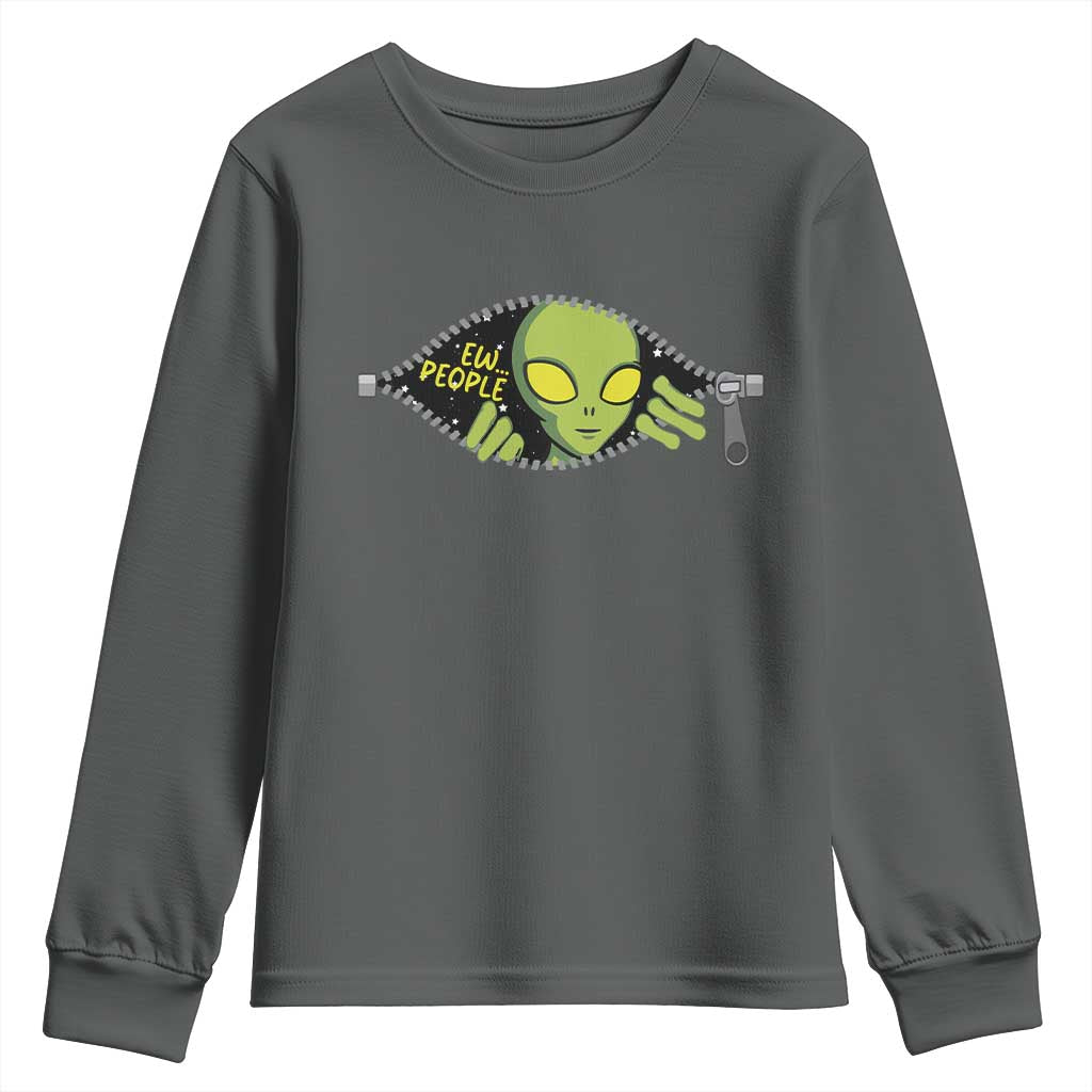 Funny Alien Youth Sweatshirt Ew People Hater Quote - Wonder Print Shop