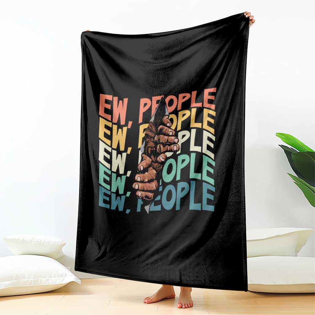 Ew People Hater Throw Blanket Funny Bigfoot Sarcastic Quote - Wonder Print Shop