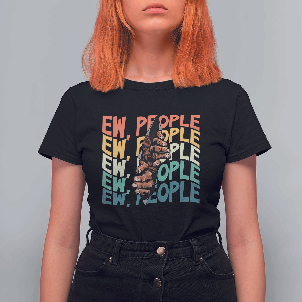 Ew People Hater T Shirt For Women Funny Bigfoot Sarcastic Quote - Wonder Print Shop