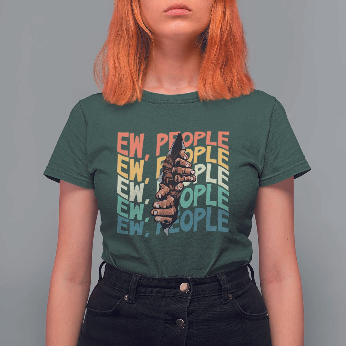 Ew People Hater T Shirt For Women Funny Bigfoot Sarcastic Quote - Wonder Print Shop