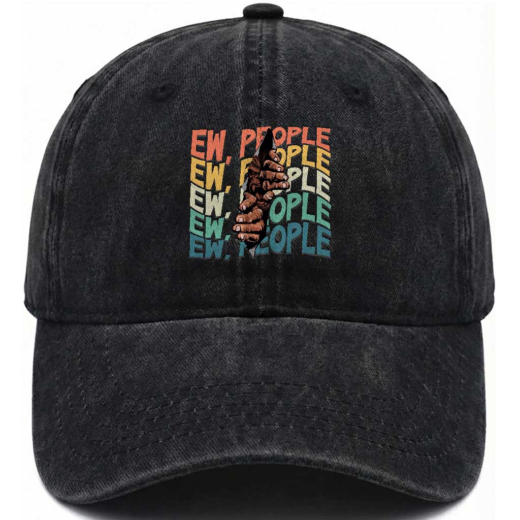 Ew People Hater Washed Cotton Baseball Cap Funny Bigfoot Sarcastic Quote