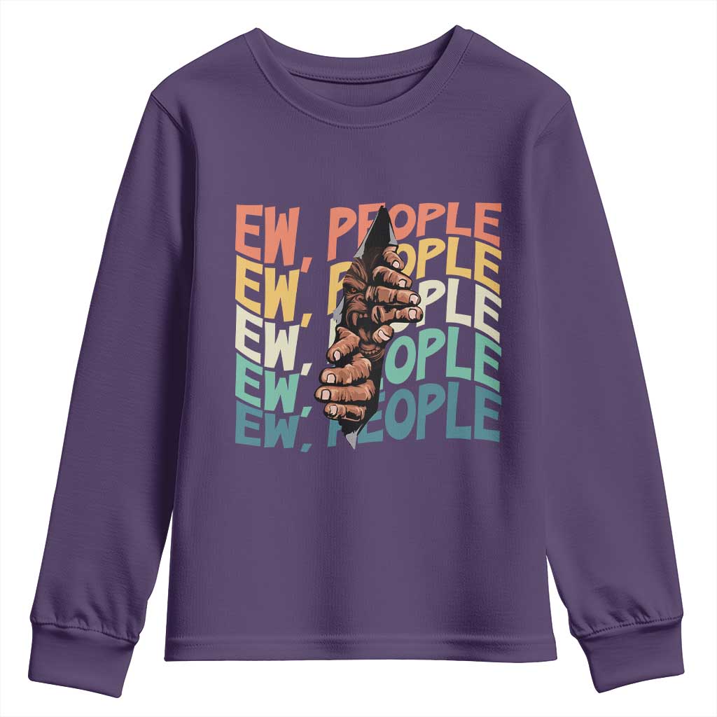 Ew People Hater Youth Sweatshirt Funny Bigfoot Sarcastic Quote - Wonder Print Shop