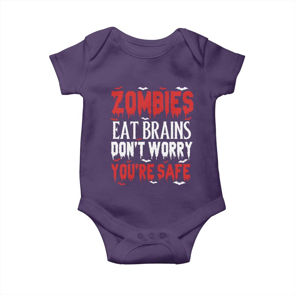 Zombies Eat Brains Dont Worry You Are Safe Baby Onesie Funny Zombie Joke