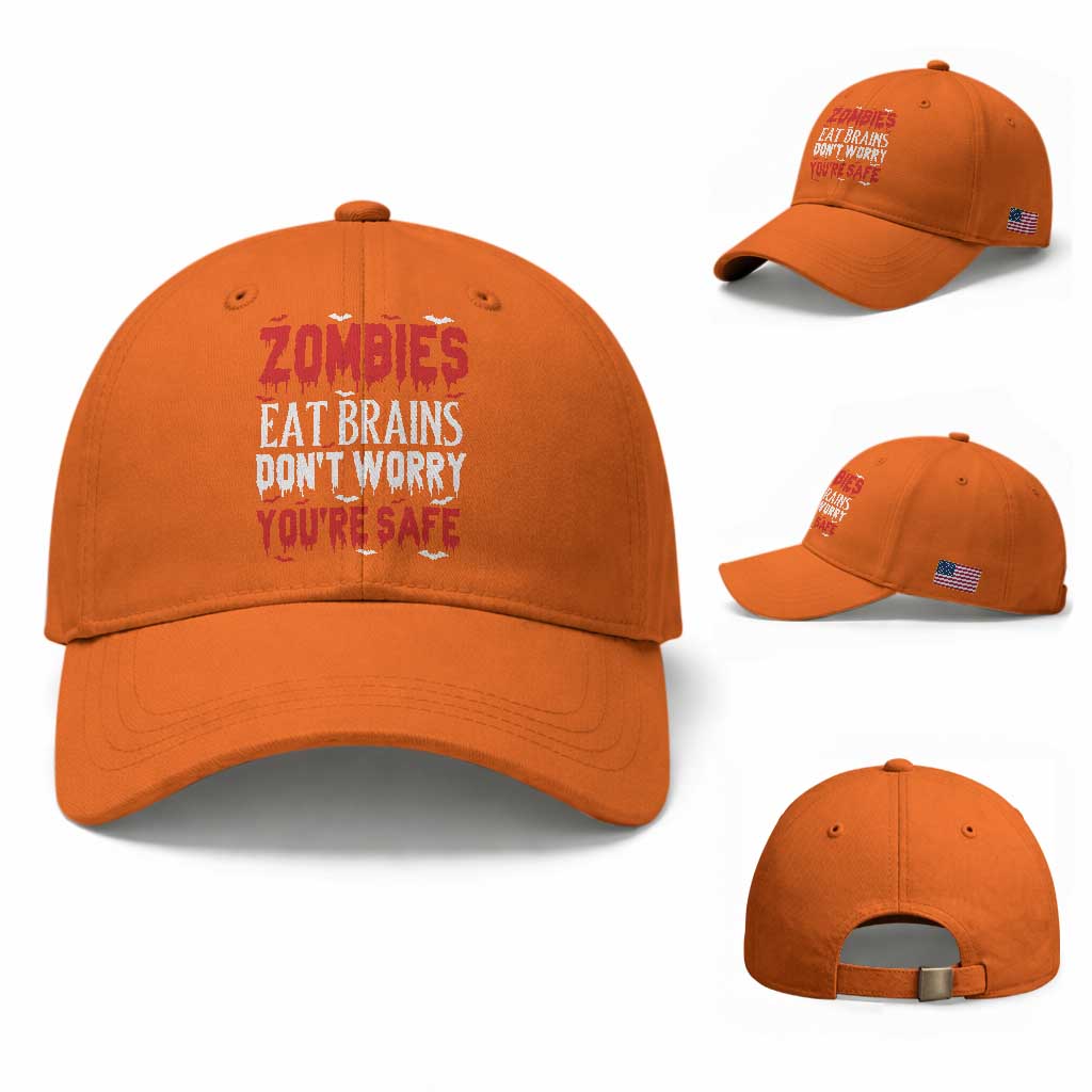 Zombies Eat Brains Dont Worry You Are Safe Baseball Cap Funny Zombie Joke