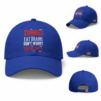 Zombies Eat Brains Dont Worry You Are Safe Baseball Cap Funny Zombie Joke