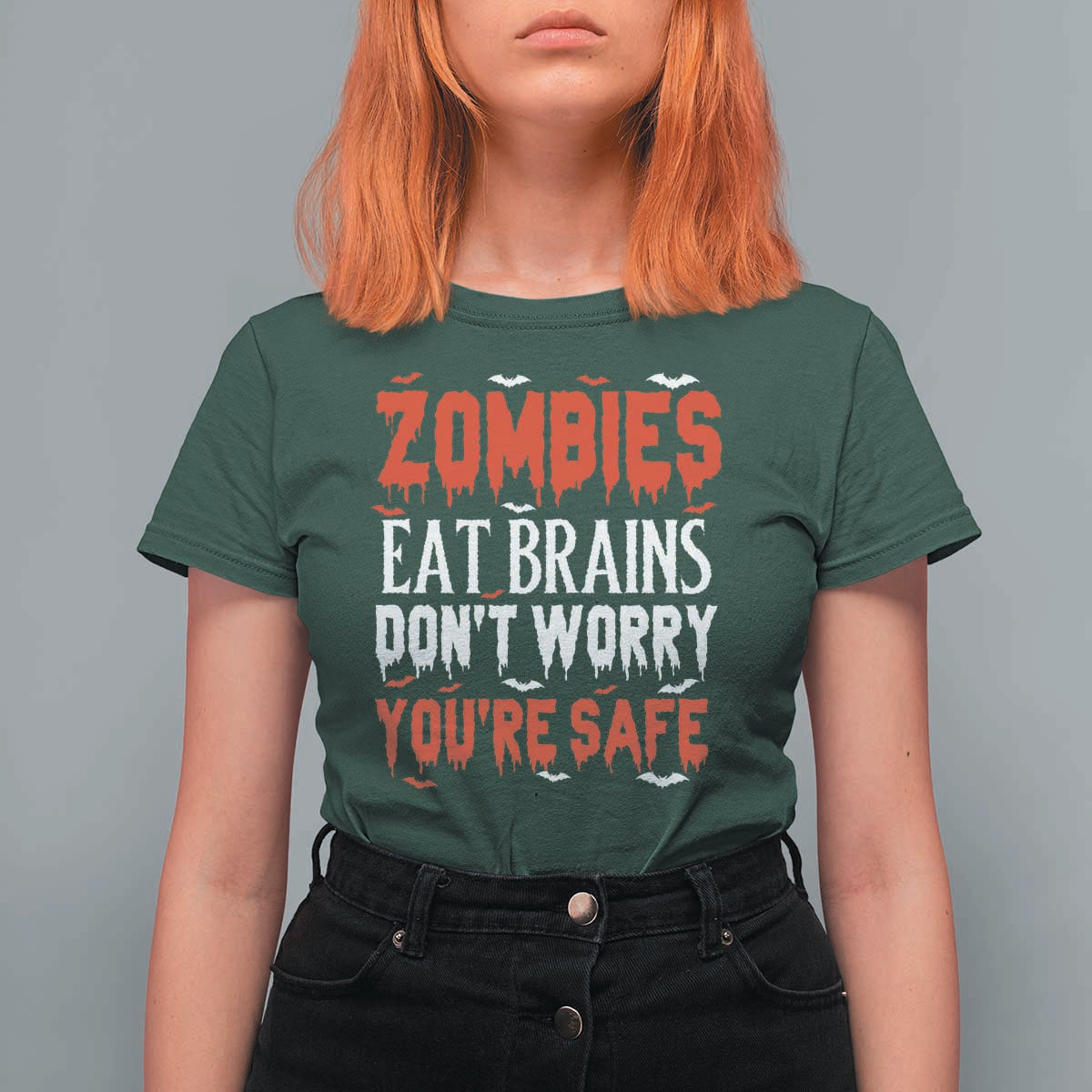 Zombies Eat Brains Dont Worry You Are Safe T Shirt For Women Funny Zombie Joke