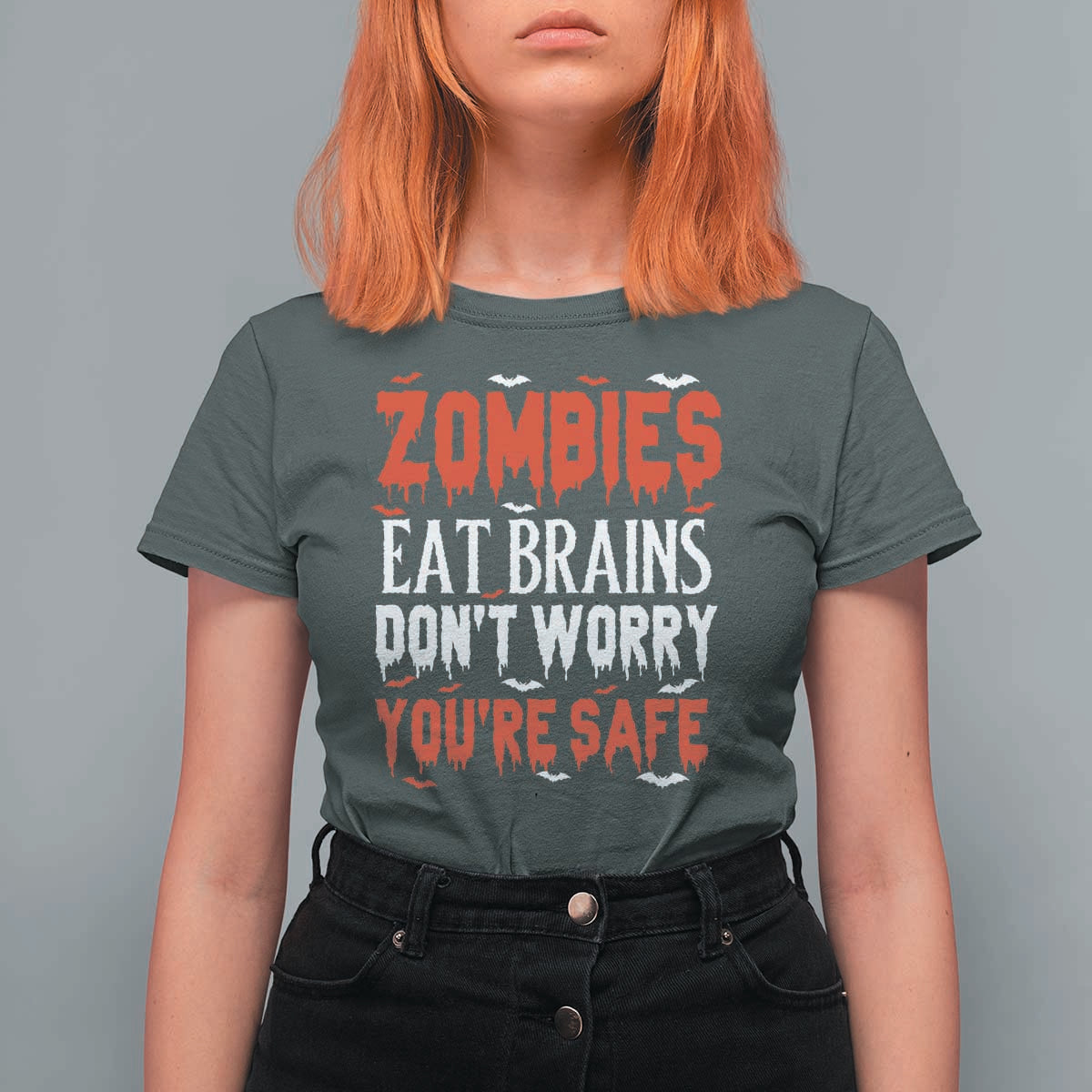 Zombies Eat Brains Dont Worry You Are Safe T Shirt For Women Funny Zombie Joke