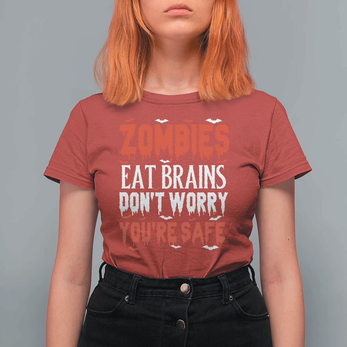 Zombies Eat Brains Dont Worry You Are Safe T Shirt For Women Funny Zombie Joke