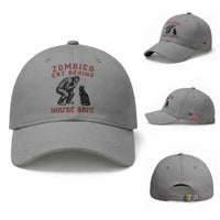 Funny Bigfoot And Black Cat Baseball Cap Zombies Eat Brains Dont Worry You Are Safe