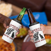 Funny Bigfoot And Black Cat 4 in 1 Can Cooler Tumbler Zombies Eat Brains Dont Worry You Are Safe