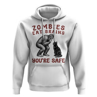 Funny Bigfoot And Black Cat Hoodie Zombies Eat Brains Dont Worry You Are Safe