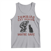 Funny Bigfoot And Black Cat Tank Top Zombies Eat Brains Dont Worry You Are Safe