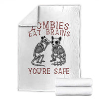 Funny Opossum Raccoon Skeleton Throw Blanket Zombies Eat Brains Dont Worry You Are Safe