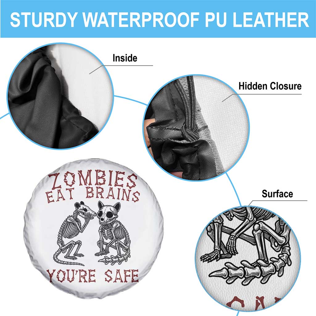 Funny Opossum Raccoon Skeleton Spare Tire Cover Zombies Eat Brains Dont Worry You Are Safe