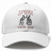 Funny Opossum Raccoon Skeleton Baseball Cap Zombies Eat Brains Dont Worry You Are Safe