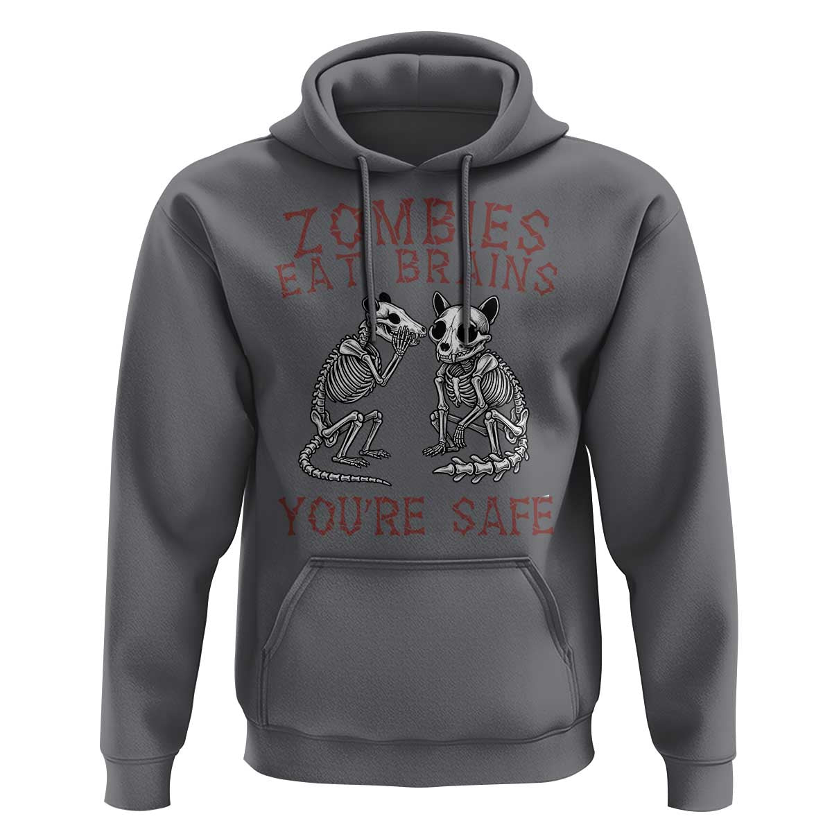 Funny Opossum Raccoon Skeleton Hoodie Zombies Eat Brains Dont Worry You Are Safe