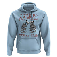 Funny Opossum Raccoon Skeleton Hoodie Zombies Eat Brains Dont Worry You Are Safe