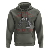 Funny Opossum Raccoon Skeleton Hoodie Zombies Eat Brains Dont Worry You Are Safe