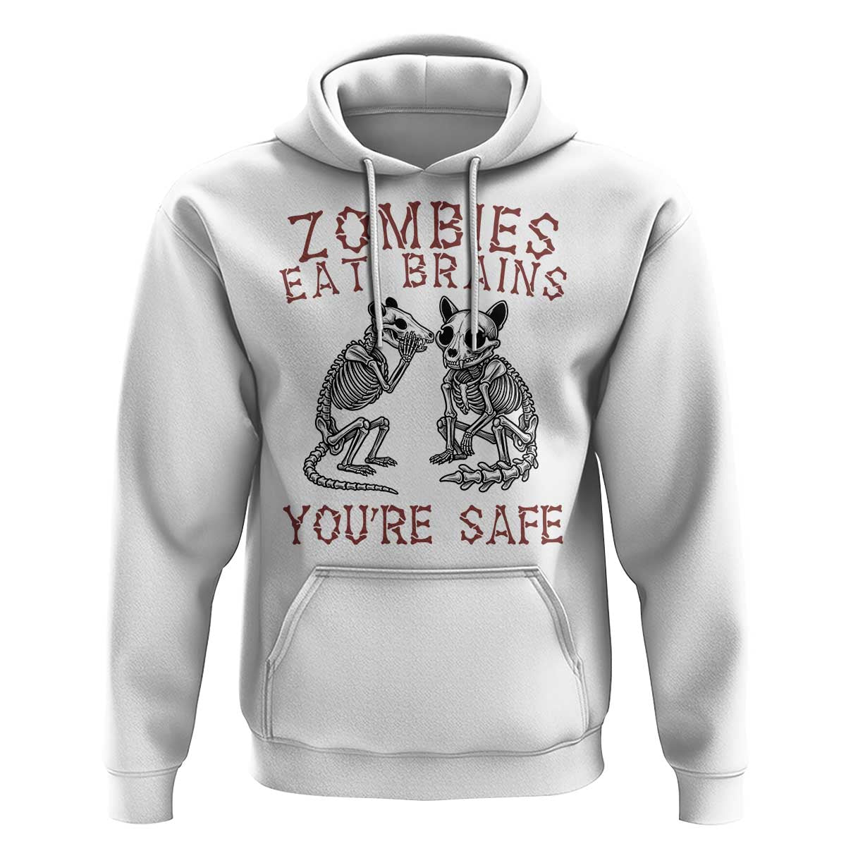 Funny Opossum Raccoon Skeleton Hoodie Zombies Eat Brains Dont Worry You Are Safe