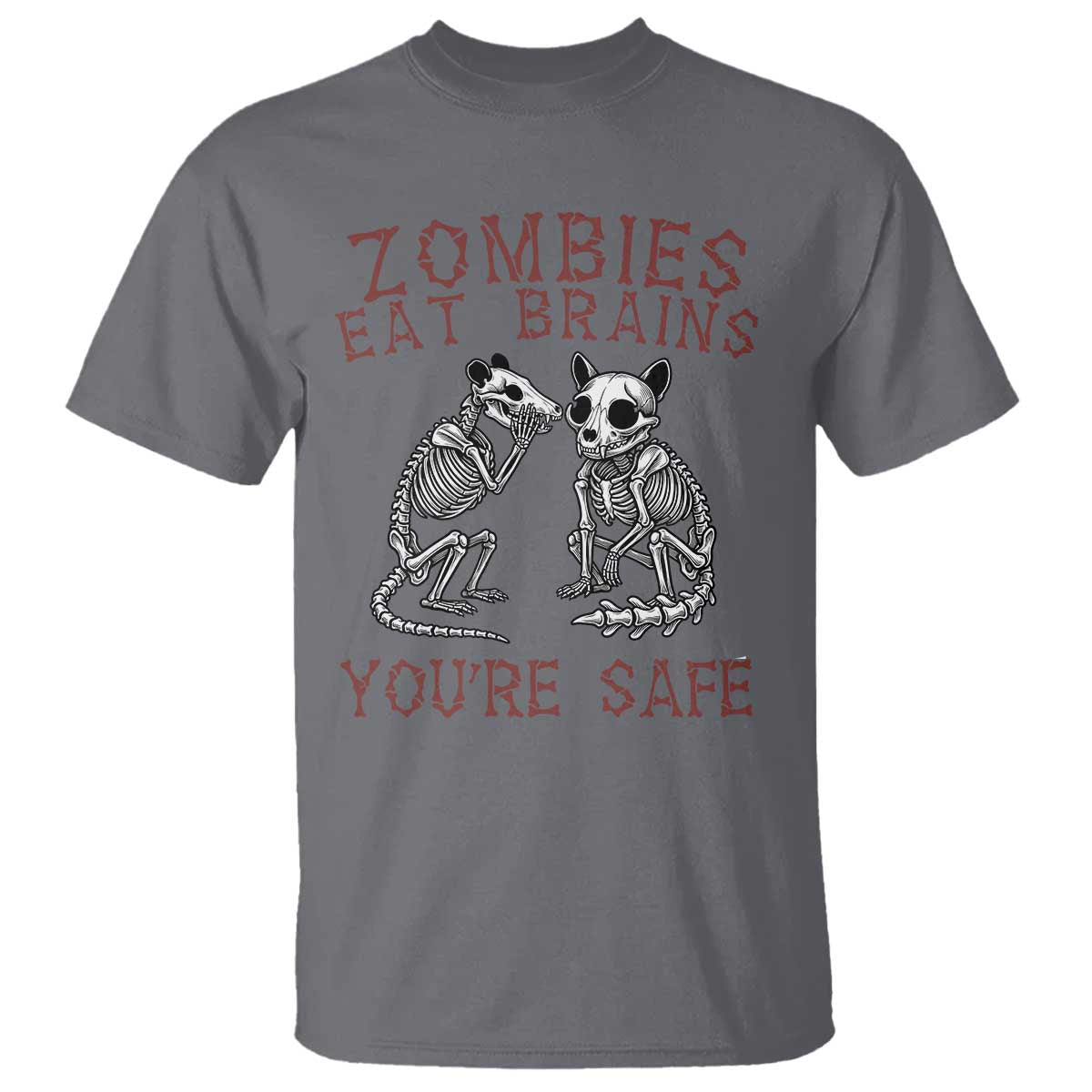 Funny Opossum Raccoon Skeleton T Shirt Zombies Eat Brains Dont Worry You Are Safe