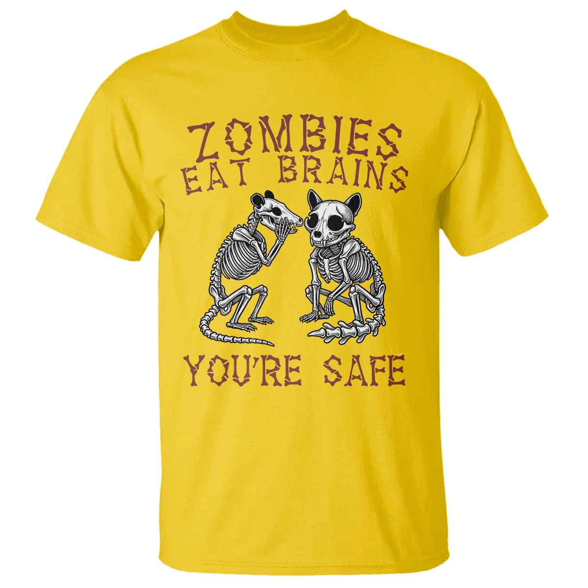 Funny Opossum Raccoon Skeleton T Shirt Zombies Eat Brains Dont Worry You Are Safe