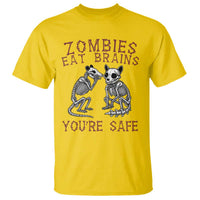 Funny Opossum Raccoon Skeleton T Shirt Zombies Eat Brains Dont Worry You Are Safe