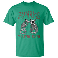 Funny Opossum Raccoon Skeleton T Shirt Zombies Eat Brains Dont Worry You Are Safe