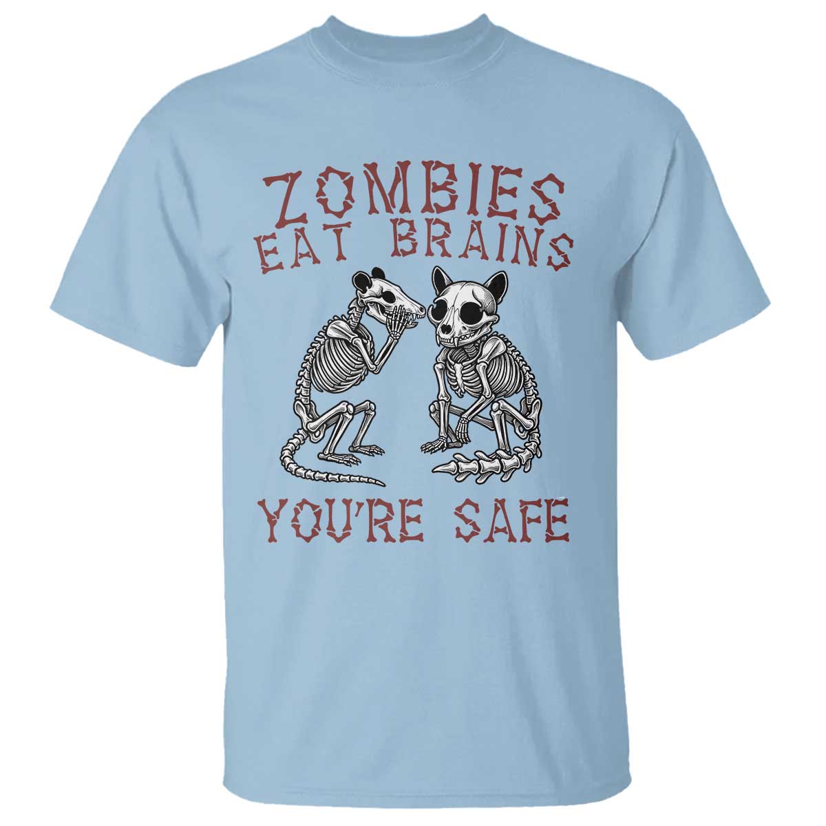 Funny Opossum Raccoon Skeleton T Shirt Zombies Eat Brains Dont Worry You Are Safe