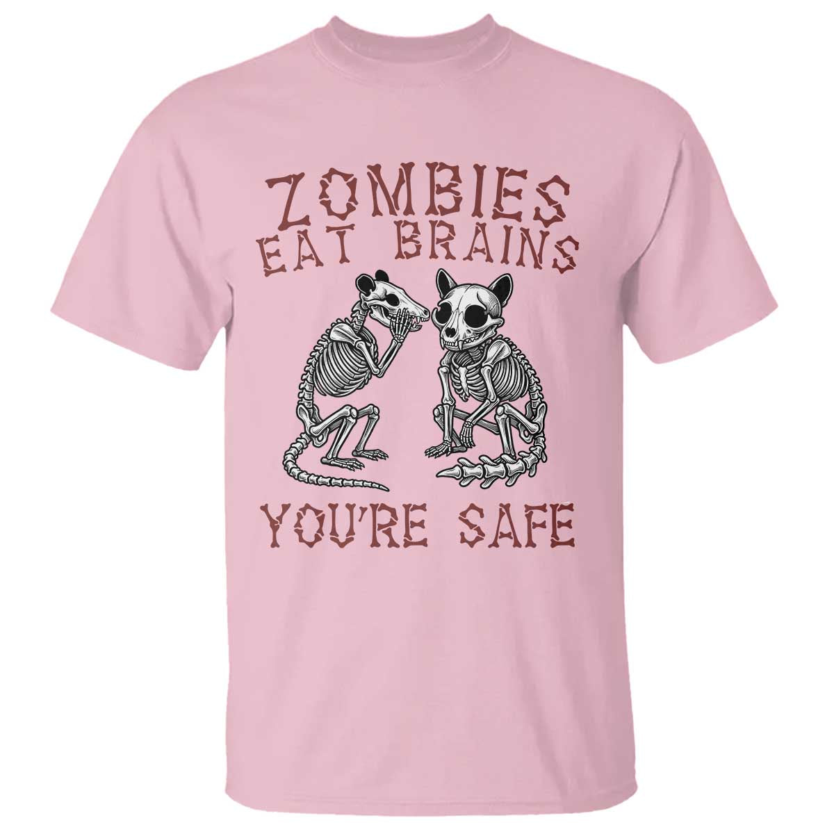 Funny Opossum Raccoon Skeleton T Shirt Zombies Eat Brains Dont Worry You Are Safe