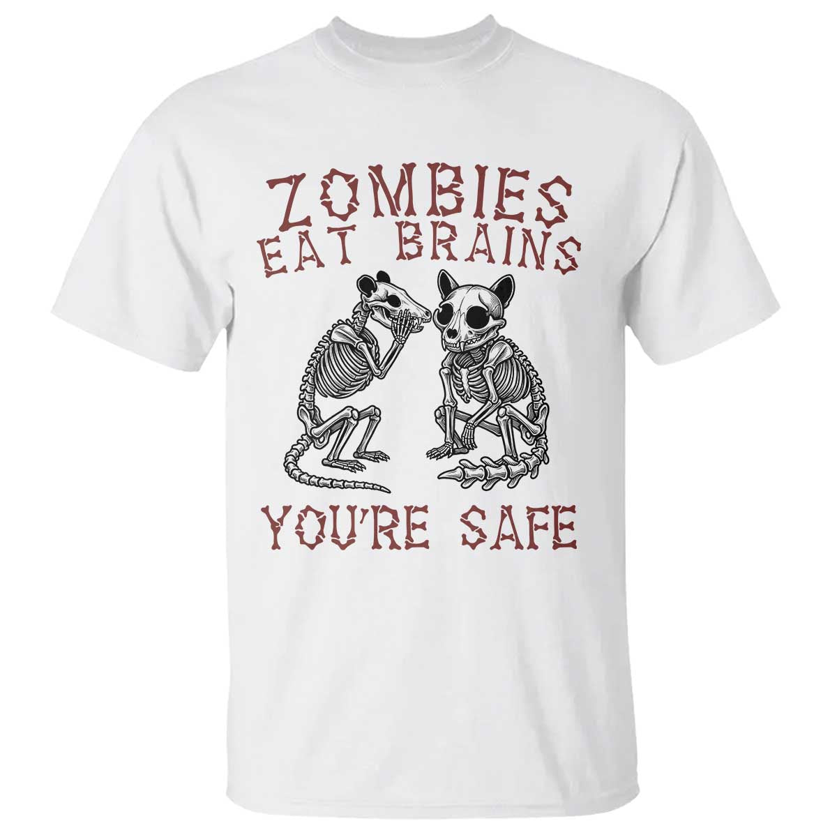 Funny Opossum Raccoon Skeleton T Shirt Zombies Eat Brains Dont Worry You Are Safe