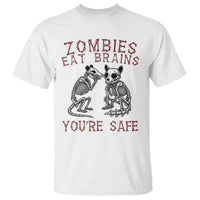 Funny Opossum Raccoon Skeleton T Shirt Zombies Eat Brains Dont Worry You Are Safe