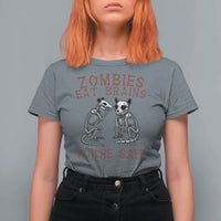 Funny Opossum Raccoon Skeleton T Shirt For Women Zombies Eat Brains Dont Worry You Are Safe