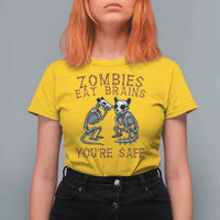 Funny Opossum Raccoon Skeleton T Shirt For Women Zombies Eat Brains Dont Worry You Are Safe