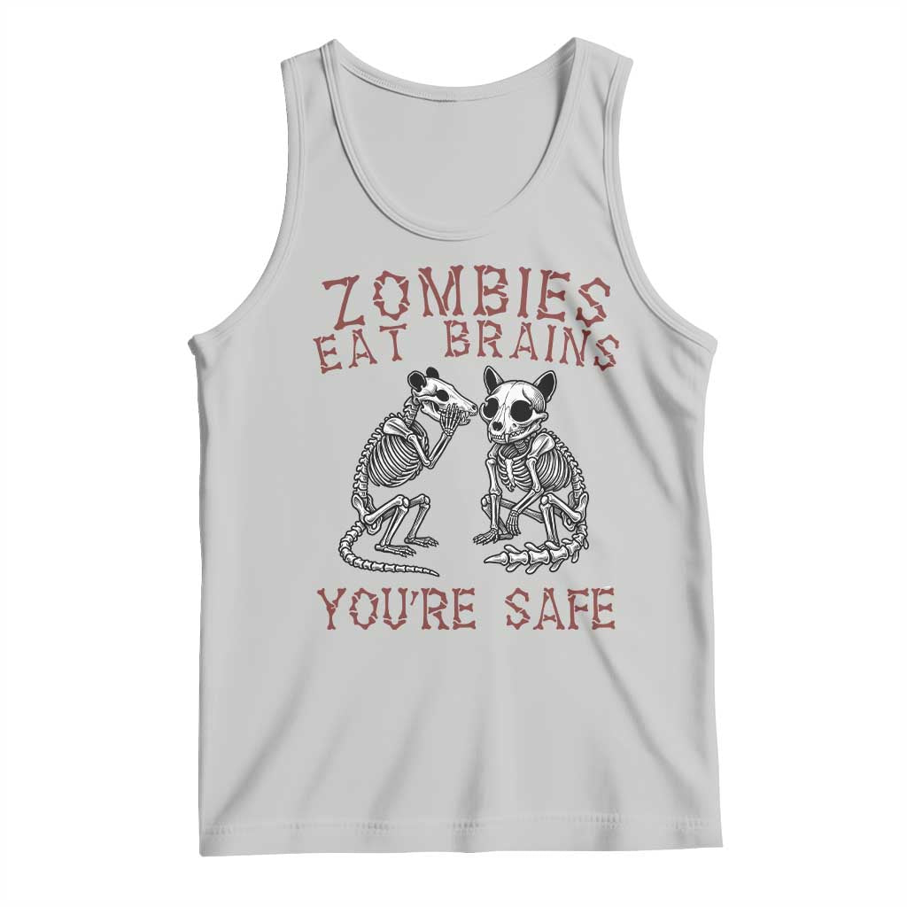 Funny Opossum Raccoon Skeleton Tank Top Zombies Eat Brains Dont Worry You Are Safe